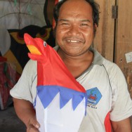 Kitemaker Wayan and his kite, Sanur, Bali