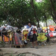 Kitemaker Wayan and his kites, Sanur, Bali